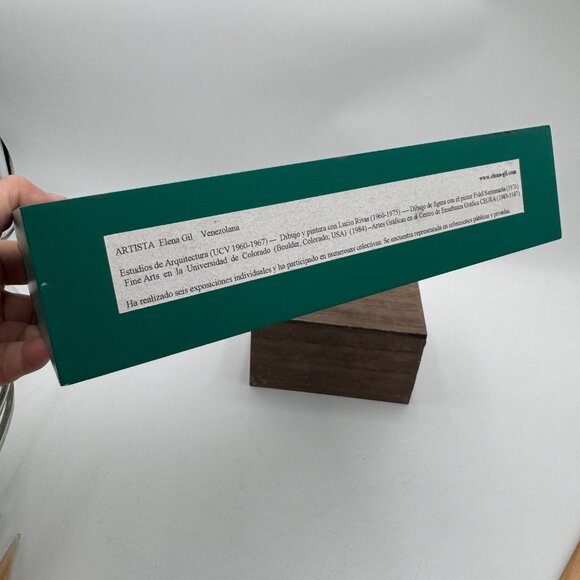 Elena Gil Artist signed Turquoise white tree 3D wall decor shelf decoration mini - Picture 5 of 14